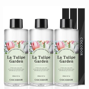 코코도르 디퓨저 리필액 + 리드스틱 5P, 라튤립가든, 200ml, 3개