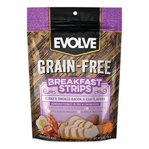 EVOLVE 강아지 그레인프리 브랙퍼스트 스트립 소프트 져키, 칠면조, 170g, 1개