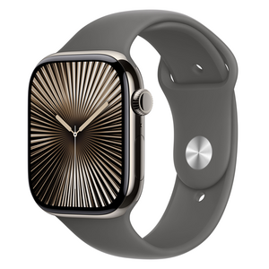 Apple 애플워치 10 GPS+Cellula, 46mm, 티타늄, 내추럴 / 스톤 그레이 스포츠 밴드, S/M