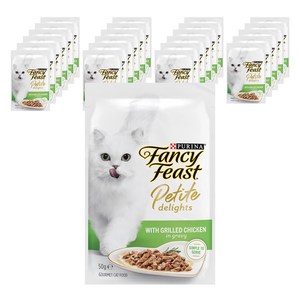 팬시피스트 고양이 쁘띠딜라이트 치킨 습식 주식 파우치, 50g, 24개, 닭