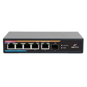 넥스트유 2.5Gbps 5포트 TP / 10G SFP / 언매니지드 POE 스위치 허브, NEXTU-POE9255GS-10G, 1개