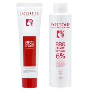 폴톤 BBQ 크림 150ml + 옥시던트 6% 산화제 150ml 세트, 6GN 새치를 위한 밝은 갈색, 1세트