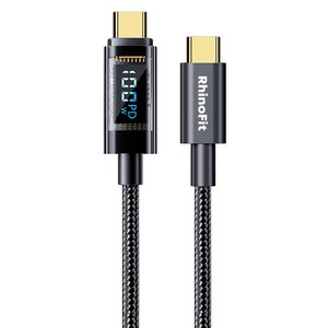 라이노핏 USB C타입-C타입 100W PD 고속 충전 투명 디스플레이 케이블, 2m, 혼합색상, 1개