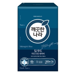 깨끗한나라 딥무드 미드나잇 네이비 천연펄프 미용티슈 2겹, 1개, 300매