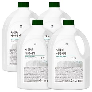 살림백서 딥클린 대용량 세탁세제 본품 화이트 코튼향, 2.5L, 4개