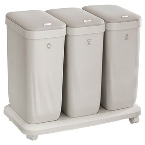 엠지엠씨디자인 플루딕 분리수거함 3p 세트, 베이지