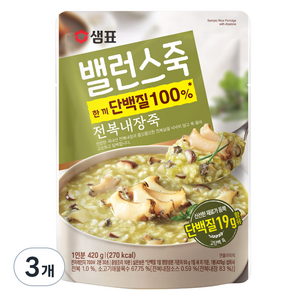 샘표 밸런스죽 전복내장죽, 420g, 3개