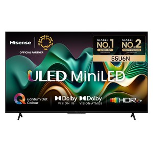 HISENSE 4K ULED Mini LED 스마트TV 55U6N, 139cm(55인치), 스탠드형, 방문설치