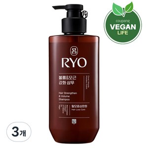 려 흑운 볼륨&모근강화 샴푸 탈모증상완화 우디머스크향, 480ml, 3개