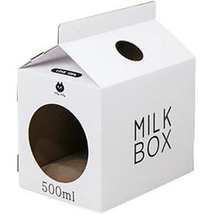 한발뚝딱 하우스형 캣스크래쳐 MILK BOX, 화이트, 1개