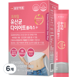 일양약품 프라임 유산균 다이어트 플러스 30p, 90g, 6개