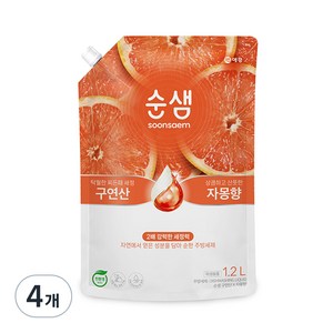 순샘 구연산 주방세제 자몽향, 1.2L, 4개