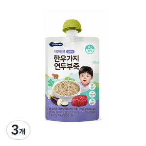 베베쿡 한우 가지 연두부죽 실온이유식 후기 100g, 3개, 한우 + 가지 + 연두부 혼합맛