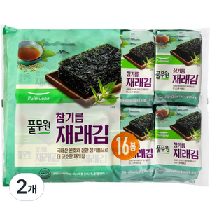 풀무원 참기름 도시락 재래김 16p, 64g, 2개