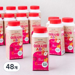 비락 유기농 야채사랑ABC, 180ml, 48개