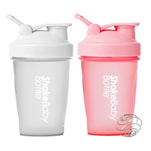 쉐이크베이비 보틀 쉐이커 2종 세트, 화이트 + 핑크, 600ml, 1개