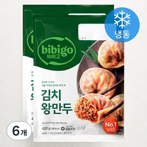 비비고 김치 왕만두 (냉동), 420g, 6개