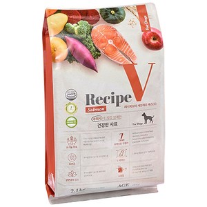 유한양행레시피브이 어덜트 강아지 세븐제로 건식사료, 연어, 2.1kg, 1개