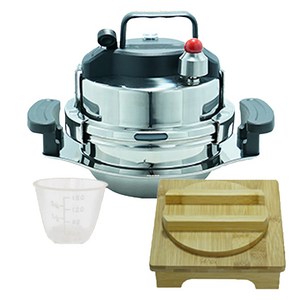 참좋은현상 5분 바로 밥 누룽지 가마솥 손잡이형 2인용, 800ml, 은색 + 검정색, 1세트