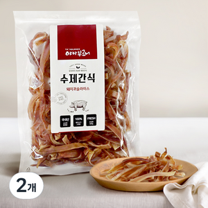 야아부르니 강아지 수제간식 대용량팩, 돼지귀슬라이스, 400g, 2개