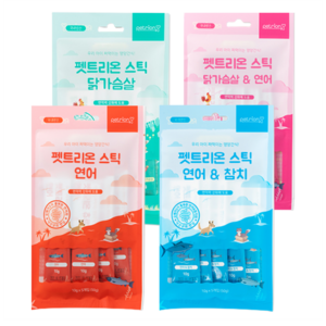 펫트리온 반려동물 스틱 4종 x 50g 세트, 닭가슴살맛, 닭가슴살 + 연어 혼합맛, 연어맛, 연어 + 참치 혼합맛, 1세트