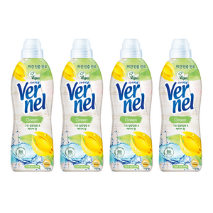 버넬 그린 고농축 섬유유연제 일랑일랑 앤 베티버 본품, 900ml, 4개