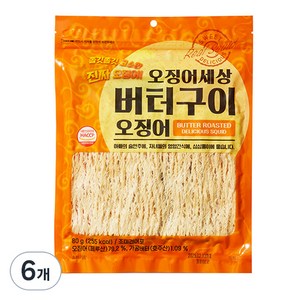 오징어세상 버터구이 오징어, 80g, 6개