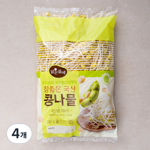 무농약 인증 맑은물에 참좋은 국산콩나물, 500g, 4개