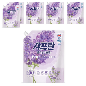 샤프란 섬유 유연제 릴렉싱 아로마 리필, 2.1L, 6개