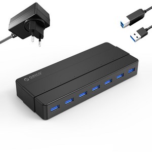 오리코 7포트 USB 3.0 허브 H7928-U3, 블랙, 1개