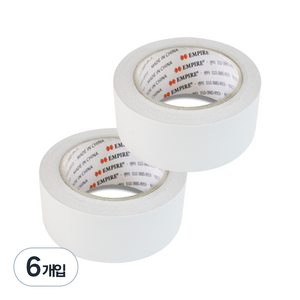 엠파이어 산업용 양면테이프 48mm x 30m, 화이트 반투명, 6개입