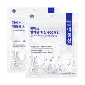 엠에스 일회용 치실 400D, 1.8cm, 600개입, 2개