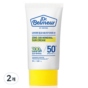 더페이스샵 닥터벨머 UV더마 징크100 무기자차 선크림 SPF50+ PA++++, 50ml, 2개