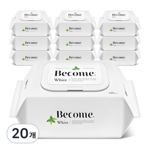 비컴 화이트 물티슈 캡형, 50g, 100매입, 20개