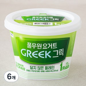 풀무원다논 그릭 달지않은 플레인 요거트, 6개, 400g