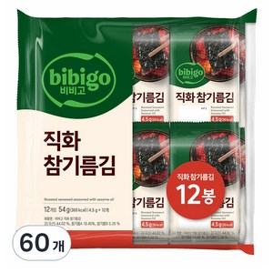 비비고 직화 참기름김, 54g, 5개