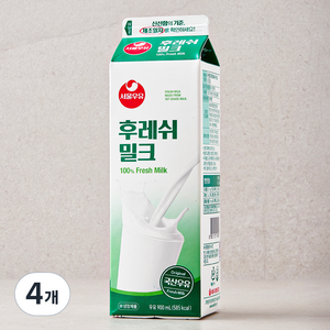 서울우유 후레쉬 밀크, 900ml, 4개