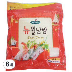 MORN 뉴 월남쌈 라이스페이퍼 사각, 300g, 6개