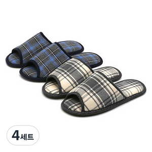 아날도바시니 빨아 신기 좋은 거실화 체크, GRAY, NAVY, 4세트