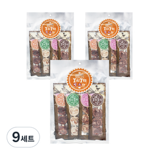 헬로도기 강아지 참좋은간식 꼬치꼬치 건조간식 4종 세트, 혼합맛(오리/북어) + 혼합맛(치킨/북어) + 혼합맛(연어/북어) + 혼합맛(소/북어), 100g, 9세트