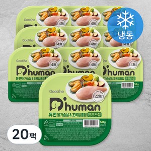 듀먼 전연령용 강아지 튼튼관절 화식사료, 닭+초록잎홍합, 50g, 20팩