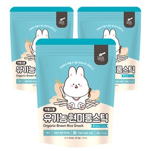 리틀스푼 유아용 유기농 현미롱스틱 쌀과자, 현미, 30g, 3개