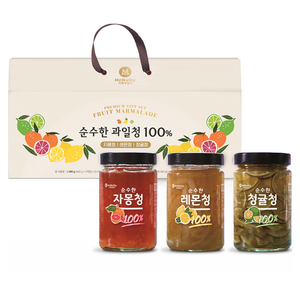 맥널티커피 순수한 과일청 100% 선물세트, 레몬청 460g + 자몽청 460g + 청귤청 460g, 1세트