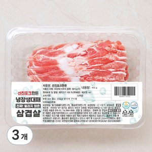 선진포크 한돈 생대패 삼겹살 구이용 (냉장), 400g, 3개