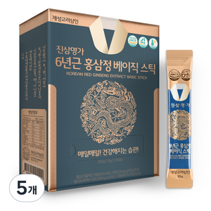 개성고려삼인 진삼명가 6년근 홍삼정 베이직 스틱, 300g, 5개