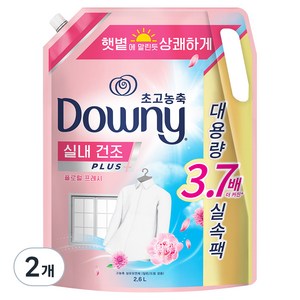 다우니 엑스퍼트 실내 건조 섬유유연제 플로럴 프레시향 리필, 2.6L, 2개