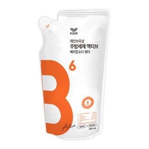 레인보우샵 B6 주방세제 액티브 베이킹소다 워터 리필, 400ml, 1개