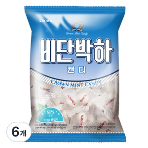 크라운 비단박하캔디, 140g, 6개