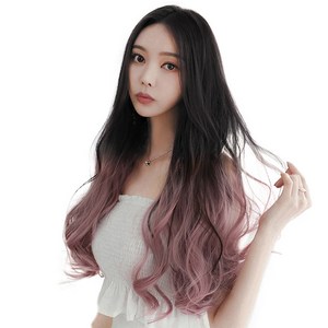 준 투컬러 웨이브 붙임머리 50cm 130g, 블랙 + 애쉬핑크, 1개