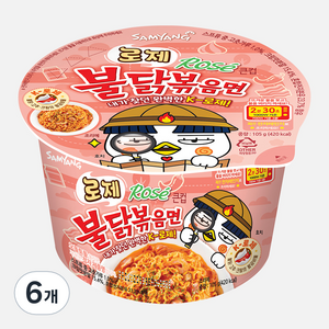 삼양식품 로제 불닭볶음면 큰컵 105g, 6개